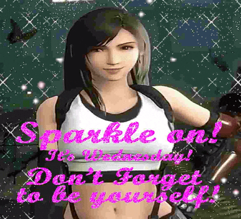 a picture of tifa from final fantasy with the words sparkle on it 's wednesday