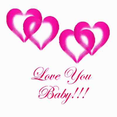 pink and purple hearts with the words love you baby