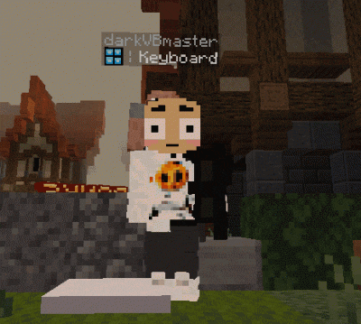 a minecraft character named darkvbmaster stands in front of a keyboard