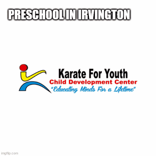 a little girl is smiling with the words preschool in irvington above her