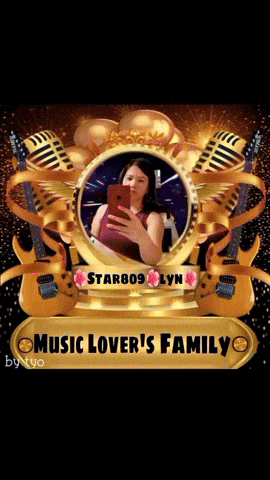 a music lover 's family logo with a woman taking a picture of herself
