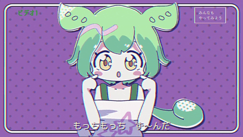 a cartoon drawing of a girl with green hair and a star on her waist