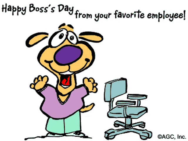 a happy boss 's day greeting card with a cartoon dog