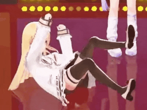a 3d anime girl is laying on her stomach on the floor .
