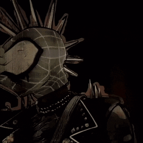 a drawing of a person with spikes on their head and arms