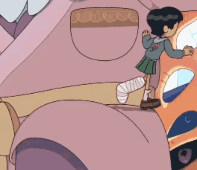 a cartoon character with a beard is standing next to a smaller character