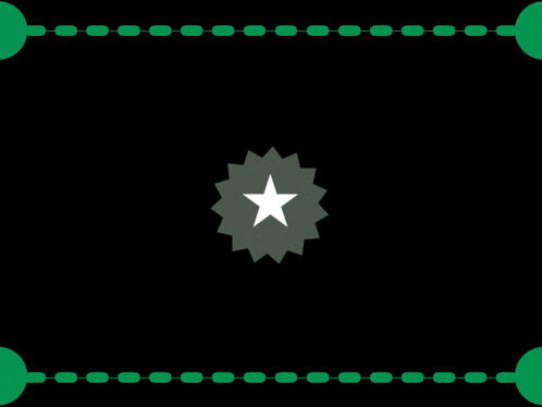 a green background with white lines and a white star on top