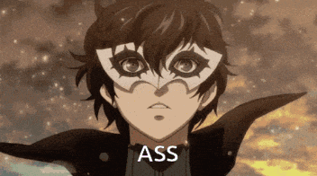 a person wearing a mask with the word ass written on the bottom
