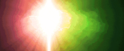 a red and green background with a light coming out of the middle
