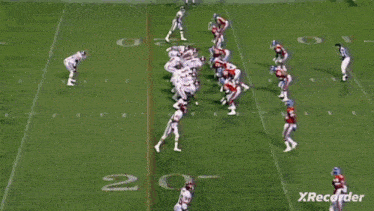 a football game is being played with the score 83