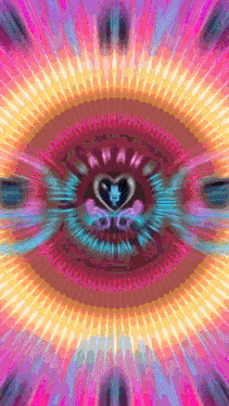a colorful psychedelic background with a heart in the middle