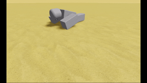 a cartoon character with a sad face is standing on the ground