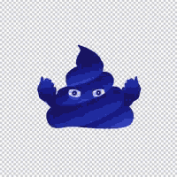 a blue poop is giving the middle finger .