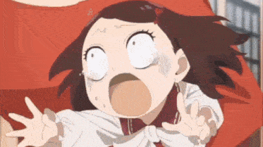 a cartoon girl with a surprised look on her face is being held by a man .