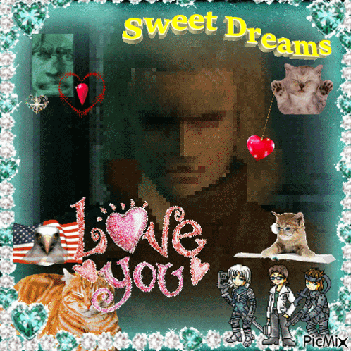 a picture of a man with the words sweet dreams
