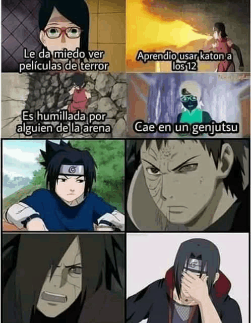a collage of four images of naruto characters including itachi