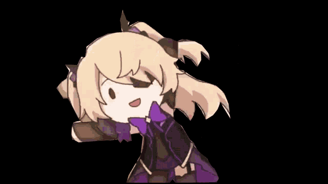 a cartoon of a girl holding a bat in her hand on a black background .