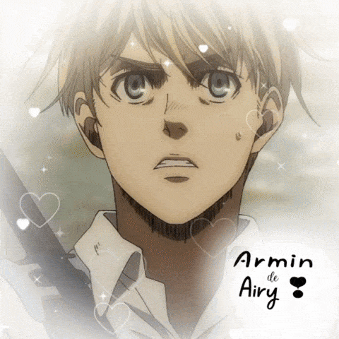 a picture of armin de airy with hearts surrounding his face