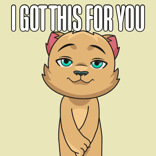 a cartoon cat holding a pink heart with the words i got this for you