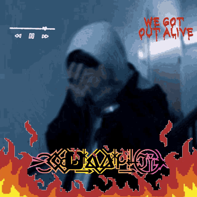 an animated image of a man with the words we got out alive