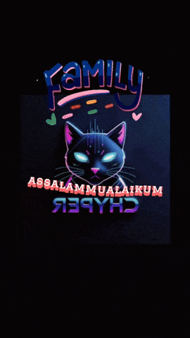a drawing of a cat with the word family written above it