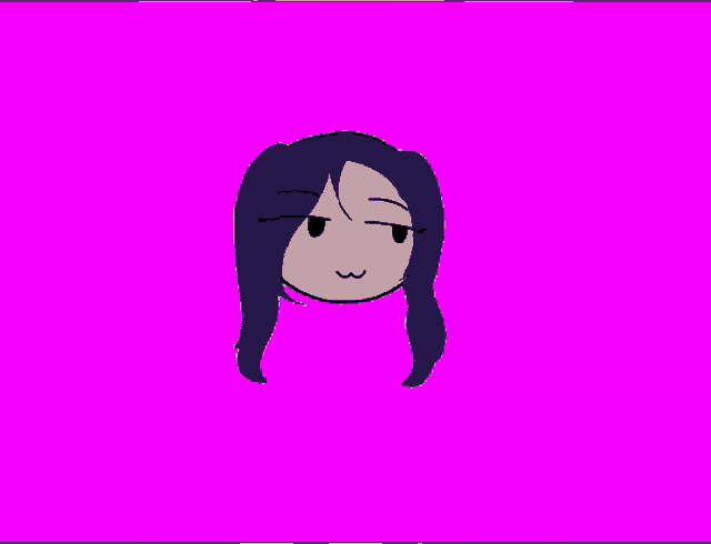 a cartoon drawing of a girl with blue hair