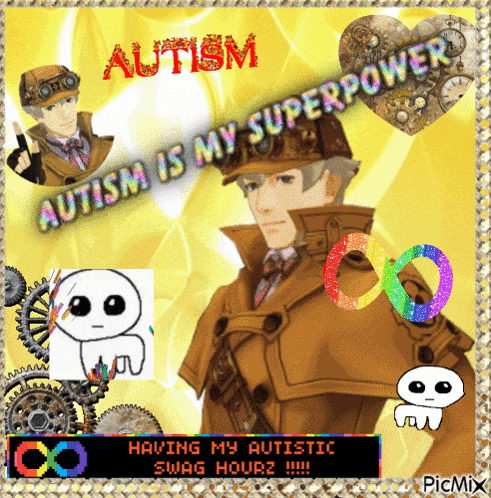 a picture of a man with the words " autism is my superpower "