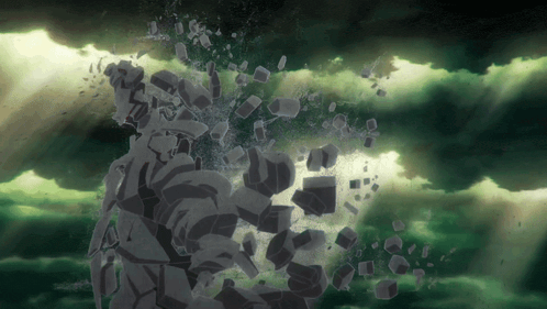 a drawing of a person being destroyed in a storm