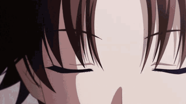 a close up of a person 's eyes closed