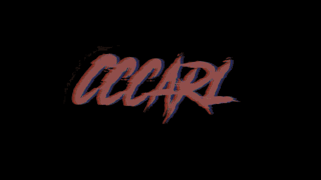 a glitch effect with the word cclari written in white