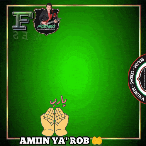 a green background with a picture of a man and the words amin ya rob