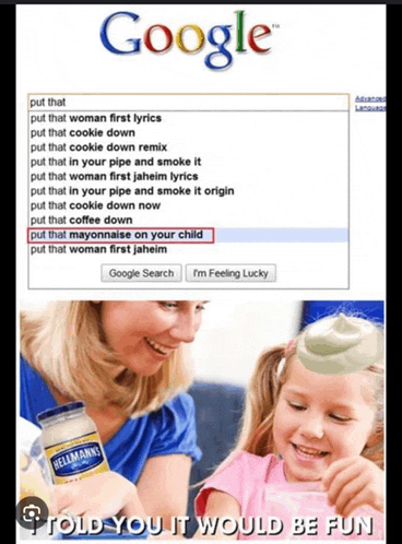 a google search page with a picture of a mother and daughter