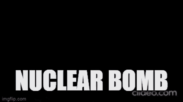 a black and white photo of a person holding a gun with the words `` my balls itch nuclear bomb '' .