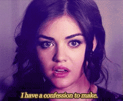 a woman says " i have a confession to make " in a purple background
