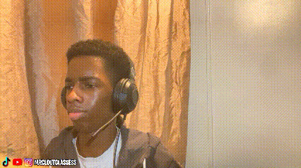 a young man wearing headphones and a microphone with a youtube logo in the background