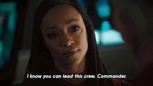 a woman with braids says i know you can lead this crew