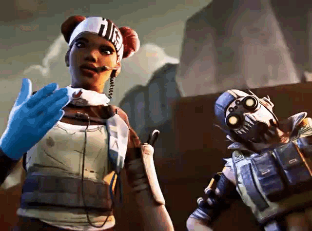 a man and a woman are standing next to each other in a video game scene