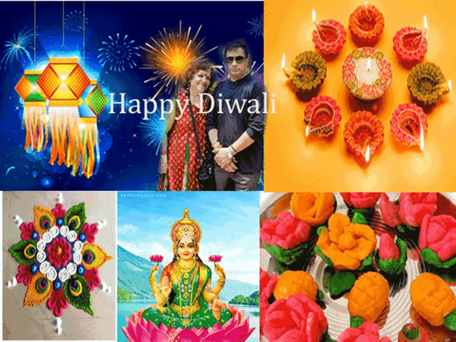 a collage of images with the words happy diwali on the top