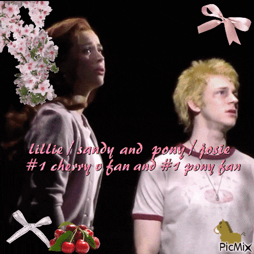 a picture of a girl and a boy with the caption # 1 cherry fan and # 1 pony fan