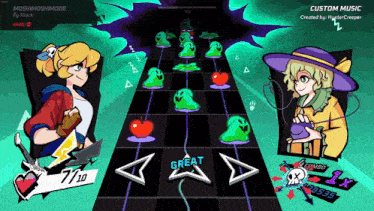 a screenshot of a video game that says custom music on the bottom