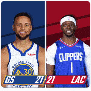 a golden state warriors player and a clippers player are shown