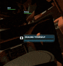 a screenshot of a video game with the words healing yourself
