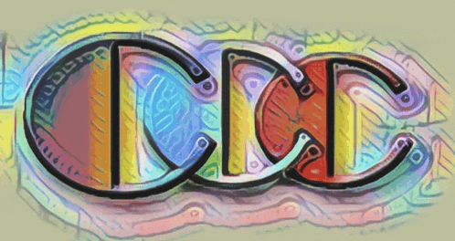 a colorful drawing of the letters ccc on a green background