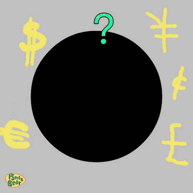 a cartoon of a bear with a question mark in the middle