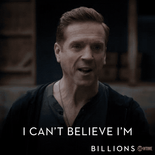 a showtime ad for billions shows a man making a funny face