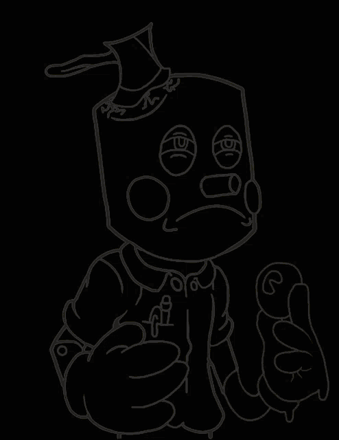 a drawing of a cartoon character with a top hat on