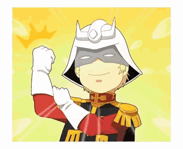 a cartoon character wearing a helmet and gloves