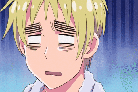 a close up of a cartoon character making a funny face with his eyes closed