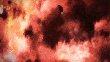 a large asteroid is flying through the clouds in the sky