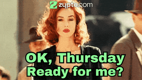 a picture of a woman with the words ok thursday ready for me below her